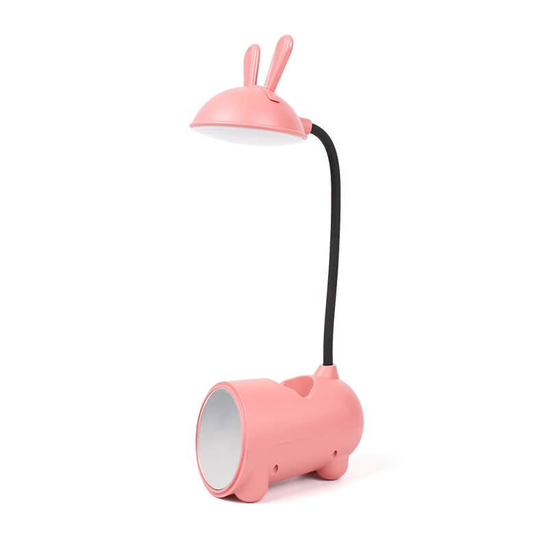 LED Schreibtischlampe Kaninchen | USB & Touch | Mit Stifthalter | Rosa, Grün, Blau