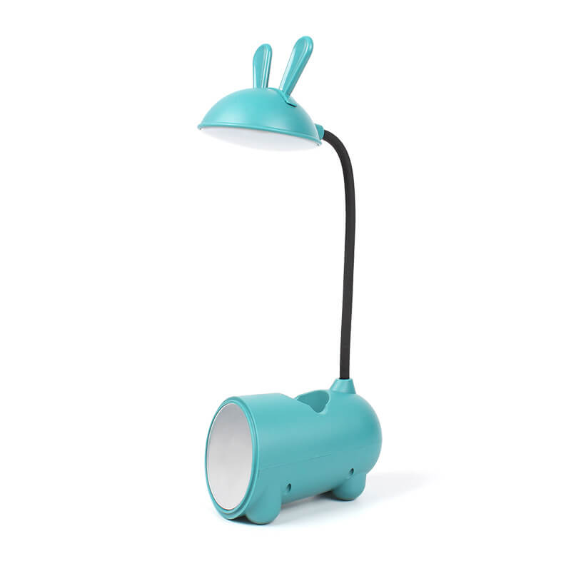 LED Schreibtischlampe Kaninchen | USB & Touch | Mit Stifthalter | Rosa, Grün, Blau