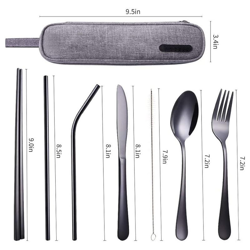 Besteckset GoCutlery | 4-teilig für unterwegs | Edelstahl & BPA-frei | Mit Transportetui