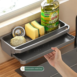 Spülenorganizer AquaNest | Selbstentwässerndes Regal | Für Schwamm, Spülmittel & Tuch | Verstellbar & Hygienisch