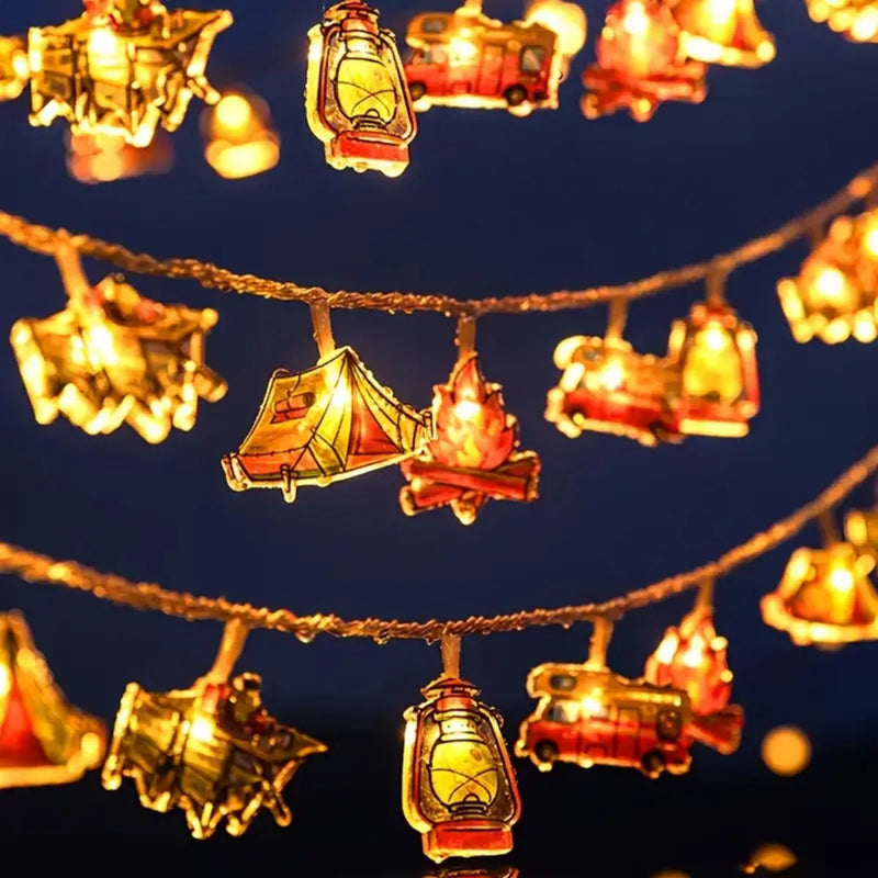 CampiGlow LED Lichterkette | Camping-Design | Dekorative Lichter für Garten, Zelt & Zuhause | Warmweiß | Outdoor & Indoor