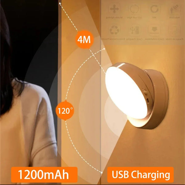 LumiFlex360 LED Nachtlicht | Bewegungsmelder | 360° drehbar | Wiederaufladbar | Magnetisch & kabellos