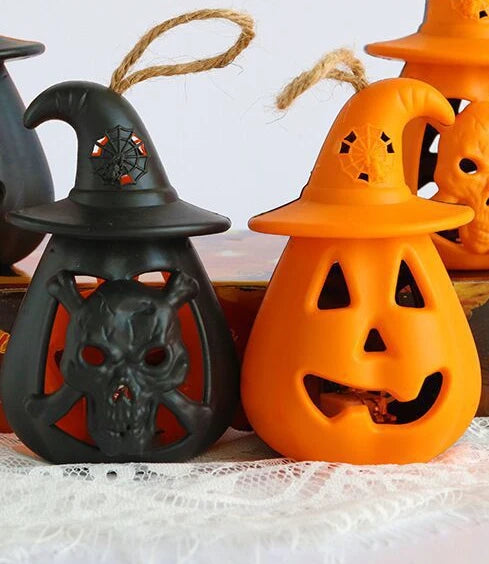 Pumpkin Glow Tragbare Halloween-Kürbislaterne für Kinder | LED-Kerzenlicht | Stimmungsvolle Deko