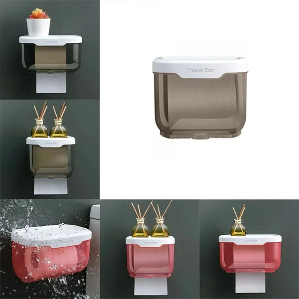Wandmontierter Toilettenpapierhalter | Mit Regal & Wasserdichter Box | Modern & Platzsparend
