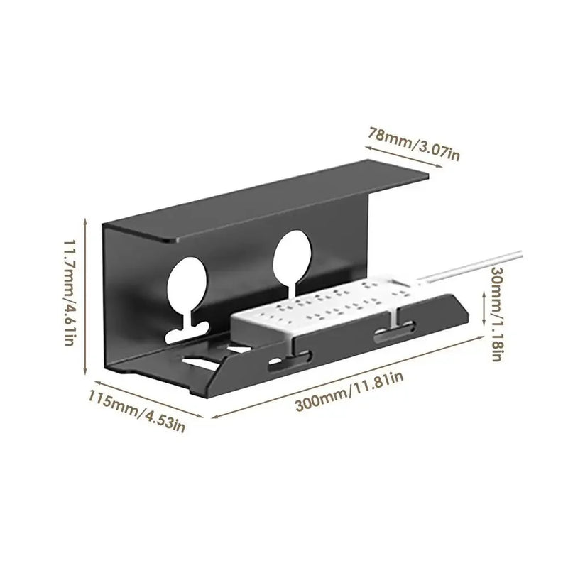 Kabelkanal DeskFixx | Unter-Tisch Kabelmanagement | Kein Bohren | Robuste Stahlablage | Schwarz