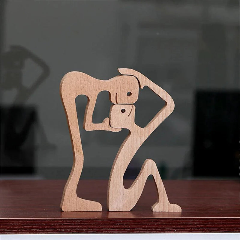 WoodyPaws | Holzfigur Hunde-Familie | Handgeschnitzt | Warme Dekoration & Geschenkidee