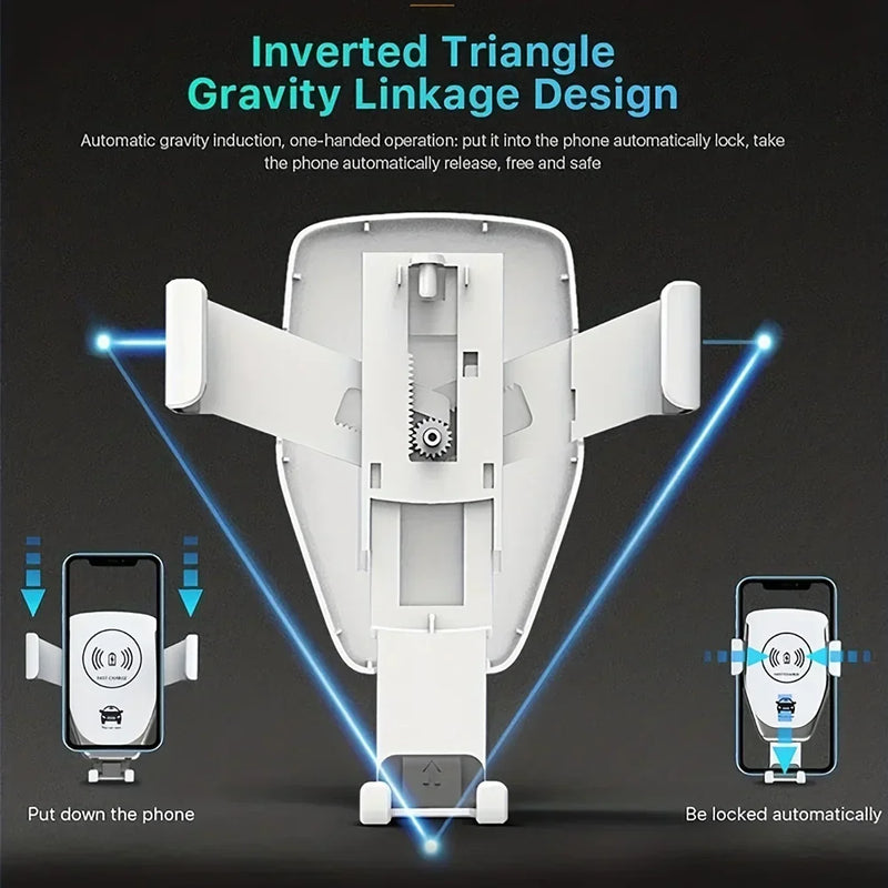 DRIVOLT Auto-Handyhalterung mit 30W Wireless Charger | Automatische Arretierung | Qi-Ladung & Sicherheitsfunktionen | Für Lüftungsschlitze