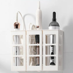 StyleDock Pro Wandhalterung für Haartrockner | Badezimmer-Organizer mit Ablagefach | Platzsparender Föhnhalter & Styling-Station