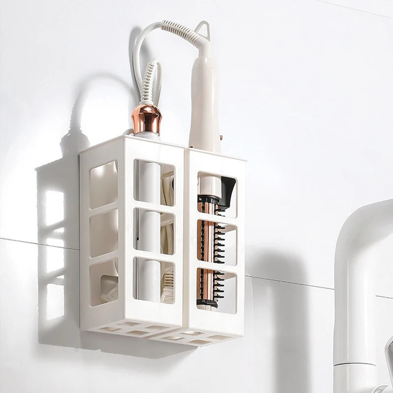 StyleDock Pro Wandhalterung für Haartrockner | Badezimmer-Organizer mit Ablagefach | Platzsparender Föhnhalter & Styling-Station
