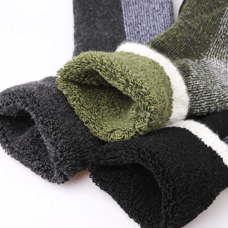 Merino Wollsocken Herren | Winter Thermo | 3er Pack | Frottee-Innenfutter & Mittel-Lang