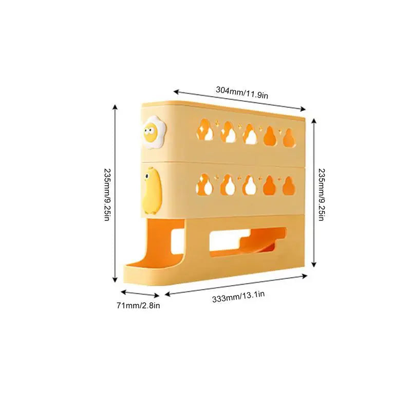EggRoller Eierhalter für Kühlschrank | 3-stöckiger Roll-Organizer | Platzsparend & stoßsicher | Für bis zu 24 Eier | 33,3 × 7,1 × 23,5 cm