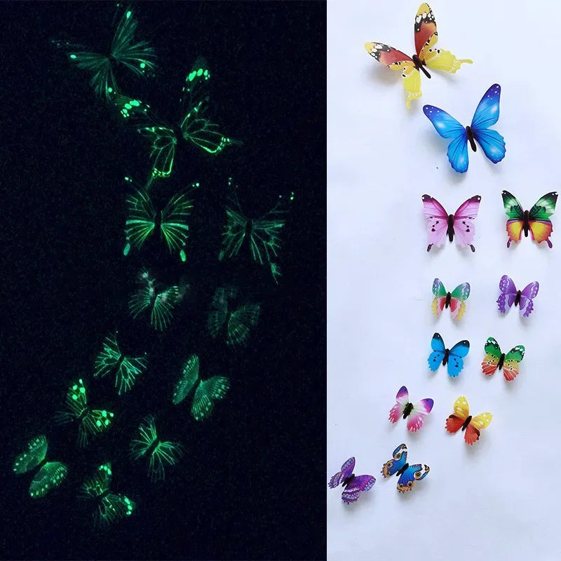 Luminexa Schmetterlinge | 3D Schmetterling Wandsticker | 12-teilig | Leuchtend & DIY Dekoration | Für Wände, Partys & Geschenke
