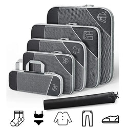 PackEase Reise-Organizer Set | 6-teilig | Komprimierbare Koffer-Taschen | Wasserdicht & Platzsparend