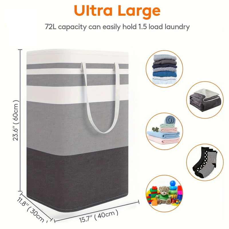 LAVURO FlexCarry Wäschekorb 75 L mit Griffen | Faltbar & Robust | Wäschesammler für Zuhause, Studentenwohnheim & Hotel