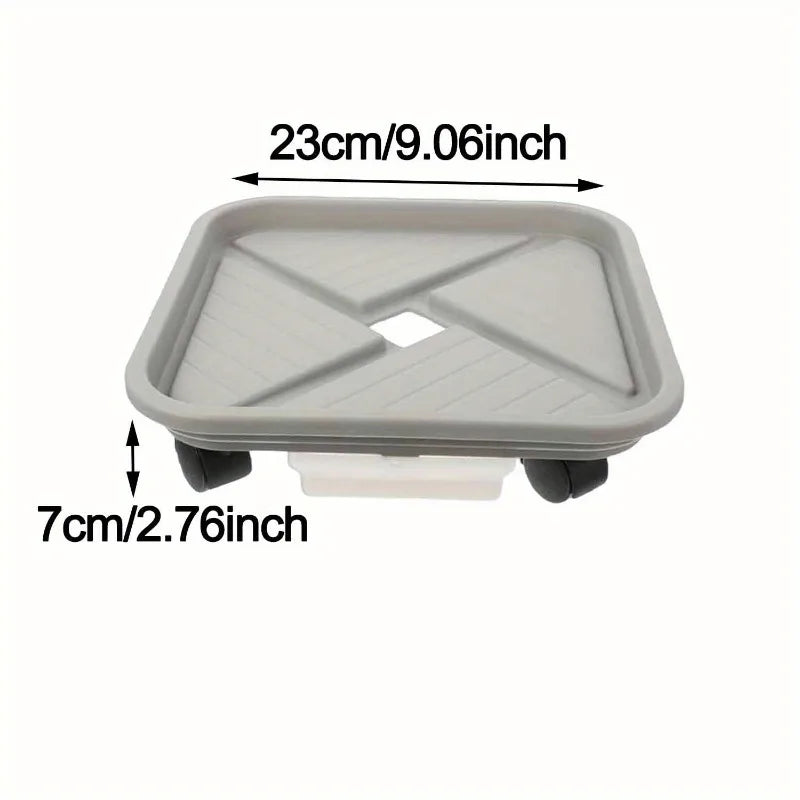 Pflanzenroller mit Abtropfschale | Quadratischer Pflanzenständer auf Rollen | Stabil & Beweglich | Floravivo