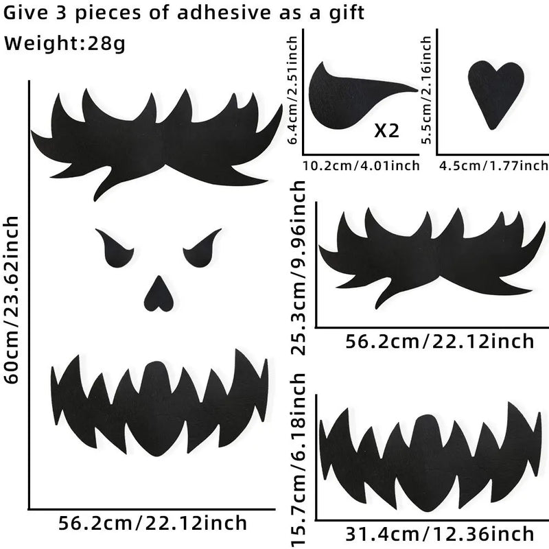 Halloween-Deko SpookyStick | Filz-Aufkleber für Türen, Fenster & Wände | Kürbis, Geist, Hexenhut & Skelett-Hand