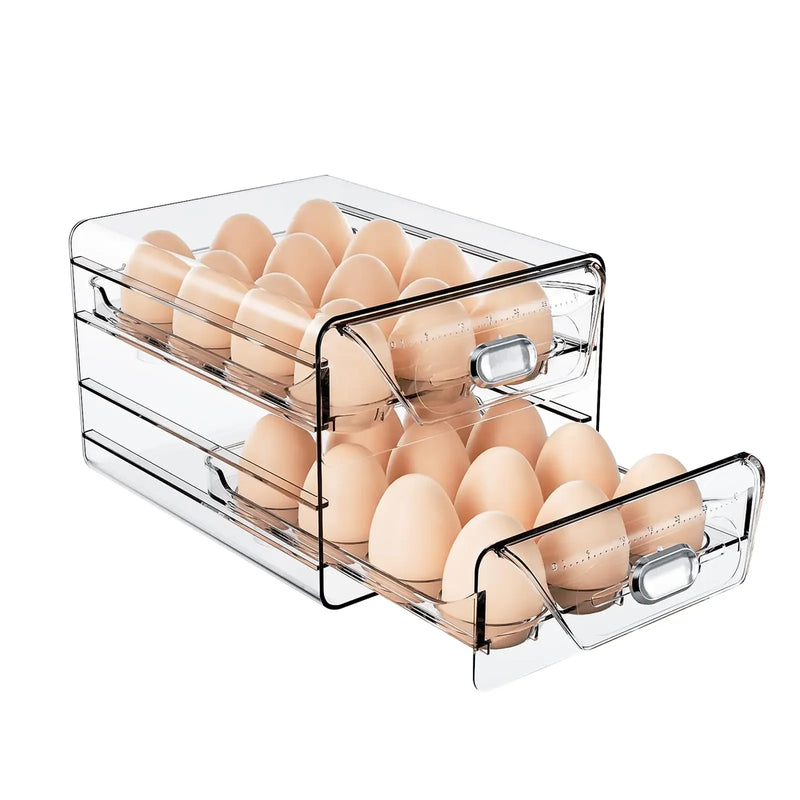 Eierbox KlarFresh | 60er Eierhalter mit 2 Schubladen | Mit Datumsanzeige | Stapelbar & BPA-frei