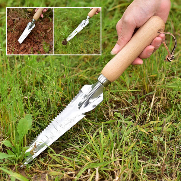 TerraClaw Classic | Unkrautstecher mit Holzgriff | Hand-Jäter aus Edelstahl | Für Fugen, Beete & Gartenpflege