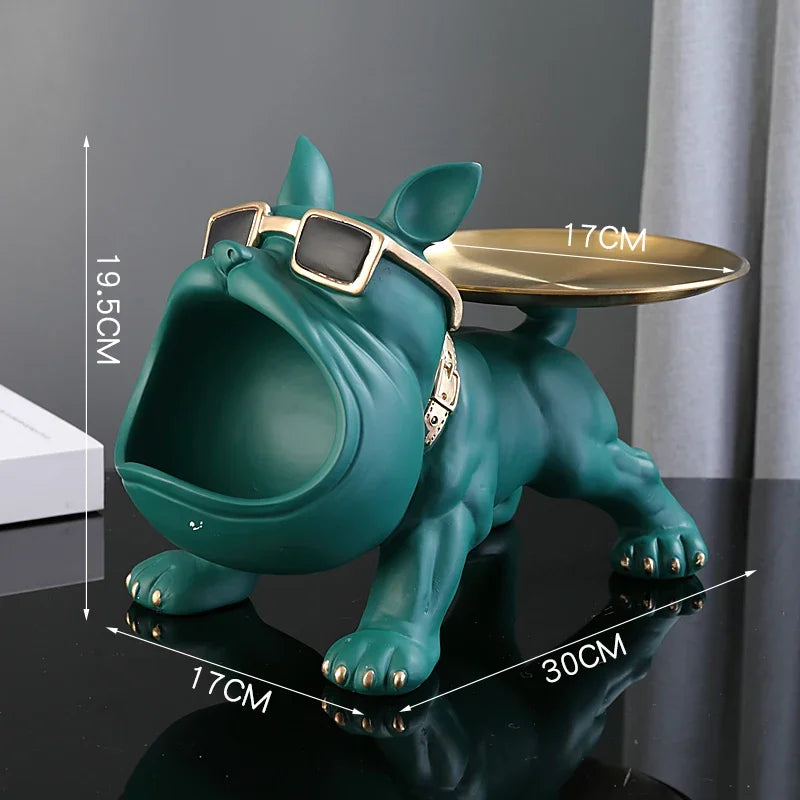 Bulldecor | Bulldog Figur mit Aufbewahrungsfach | 30 cm Deko-Skulptur | Resin Kunstobjekt | Tier-Statue für Wohnzimmer