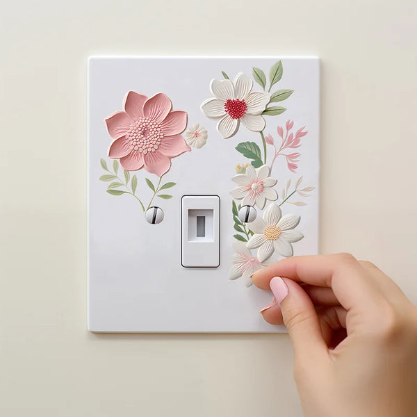 Wandsticker Decoflora SwitchBloom | Blumen-Schaltersticker aus PVC | Abnehmbar, wasserdicht & selbstklebend | Für Wohnzimmer, Bad & Schlafzimmer