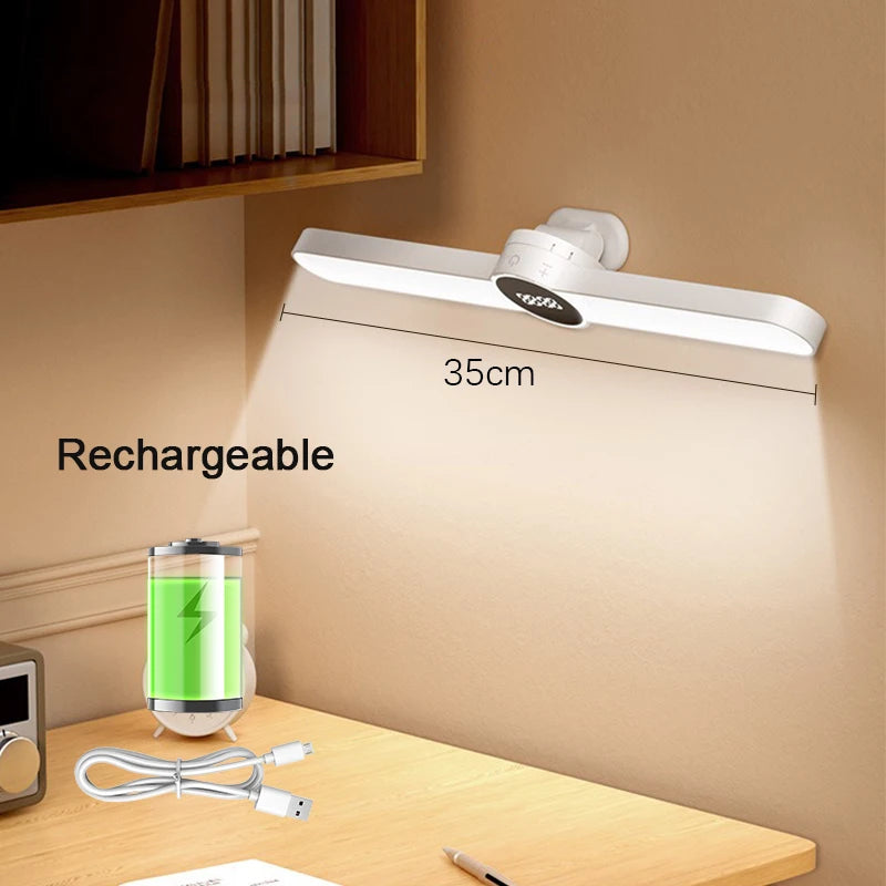LED-Schreibtischlampe ClarioMag | Mit Uhr & Wecker | Magnetisch & USB-Aufladbar | Stufenlos dimmbar | 35 cm