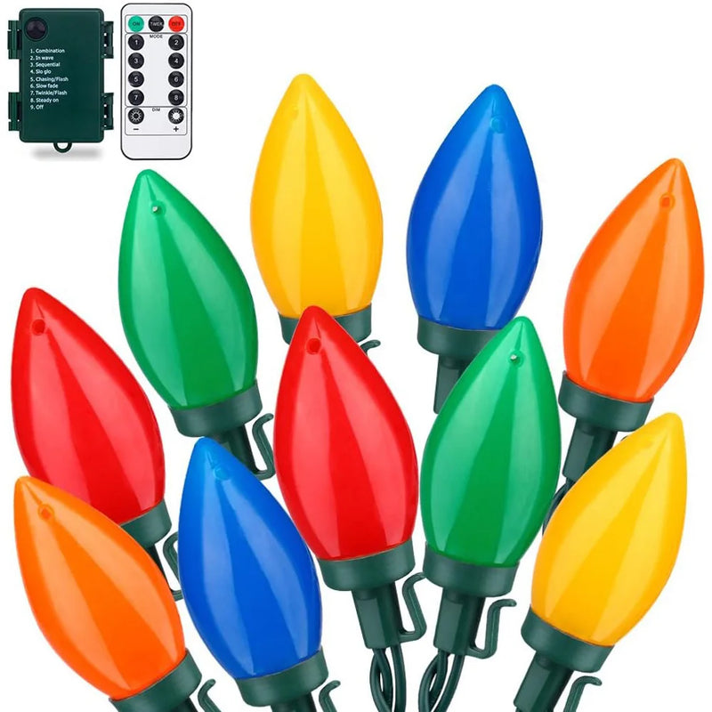 LumiBerry LED Weihnachtslichterkette C7 | Vintage Erdbeer-Design | Fernbedienung & Timer | Innen & Außen