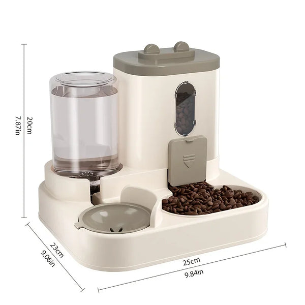 Katzen-Futterautomat Pawlio DuoFeeder | 2-in-1 Futternapf & Wasserspender | Vollautomatisch ohne Strom | Für Katzen & kleine Hunde