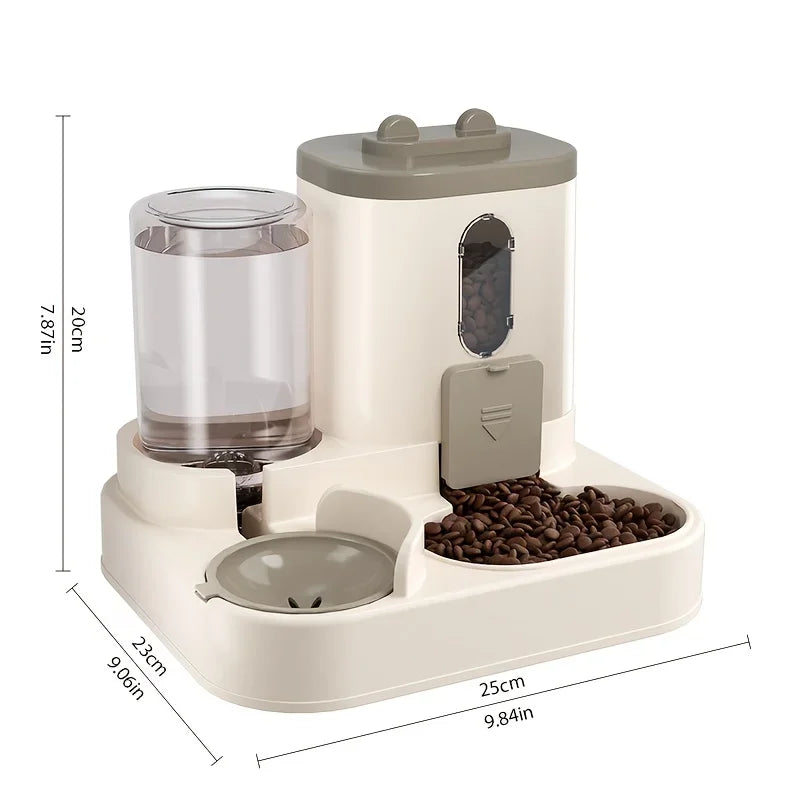 Katzen-Futterautomat Pawlio DuoFeeder | 2-in-1 Futternapf & Wasserspender | Vollautomatisch ohne Strom | Für Katzen & kleine Hunde
