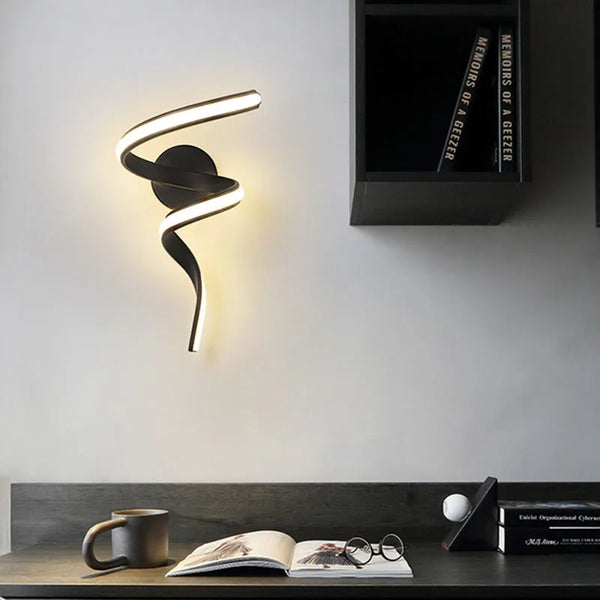 LED Wall Lamp NordLED Wandleuchte | Nordisches Spiral Design | Modern & Energiesparend | Für Schlafzimmer, Flur & Wohnzimmerc Spiral Sconce Light For Stairs Bedroom Bedside Study Hallway Background Indoor Decor Wall Lighting Fixtures