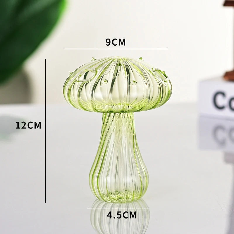 Glasflora Pilz-Vase aus Buntglas | Kreatives Design für Hydroponik & Deko | Handpoliert & Transparent | 12×10 cm