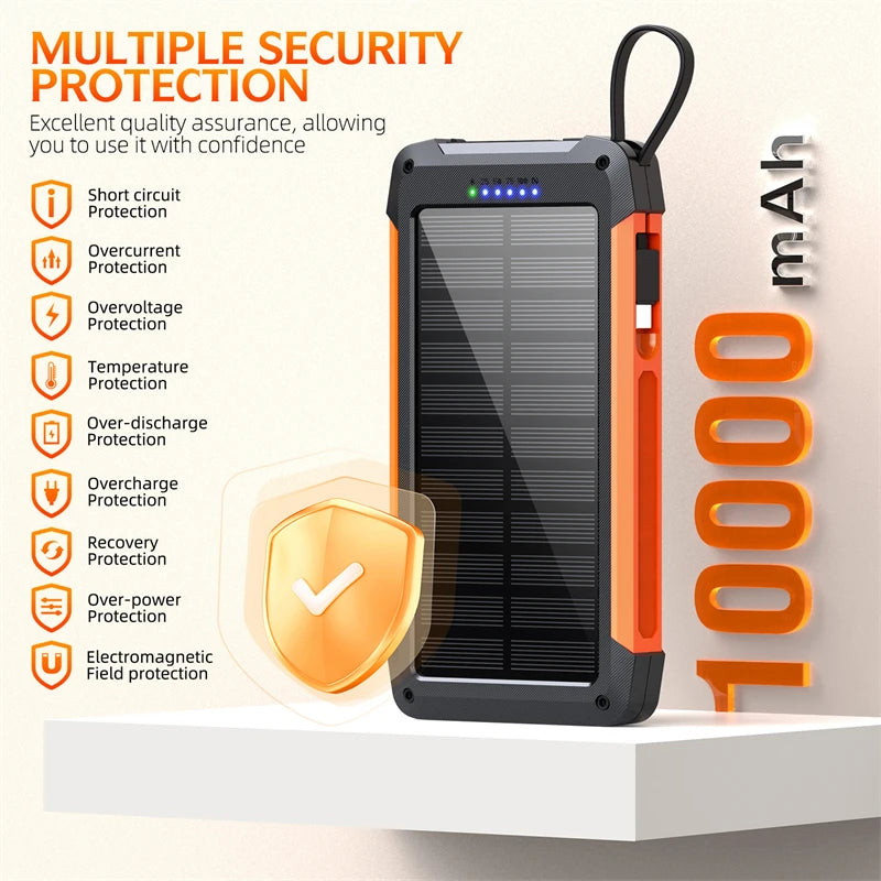 Voltaris MagCharge Solar Powerbank 10000mAh | Magnetisches Wireless Charging | 22,5W Schnellladefunktion | Mit Kabel & Taschenlampe | Für iPhone, Samsung & Co.