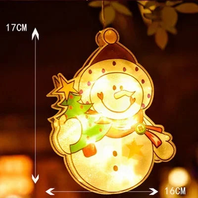 LumiFest LED Weihnachtsdeko | Schneemann & Weihnachtsmann | Leuchtende Fensterdekoration | Warmweißes Licht
