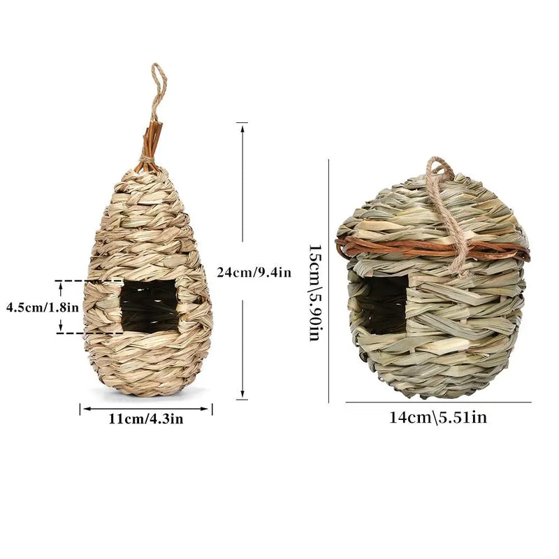 Nestoria | Handgeflochtenes Vogelhaus aus Hibiskusgras | Natürliches Nist- & Brutnest für den Garten | Wetterfest & Atmungsaktiv