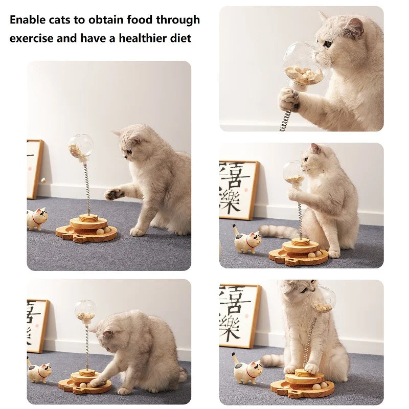 MiauMotion Katzenspielzeug mit Futterball & Feder | Interaktives Trainingsspiel | Intelligente Futterausgabe | Ein- oder Zweilagig