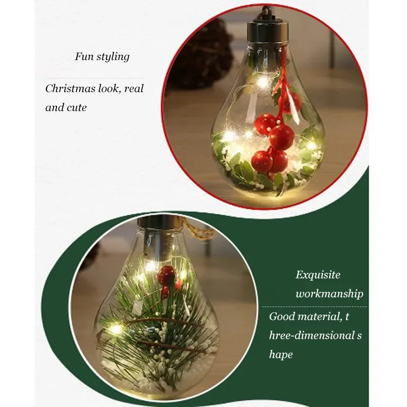 Lunivera | LED Deko-Licht | Transparent mit Blatt-Globe | Warmweißes Funkeln | Für Weihnachten, Hochzeit & Party