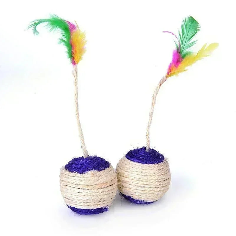 Katzenspielball SisaRoll Nature | Ø 6,5 cm | Aus Natur-Sisal | Kratzspielzeug & Krallenpflege | Farbe zufällig
