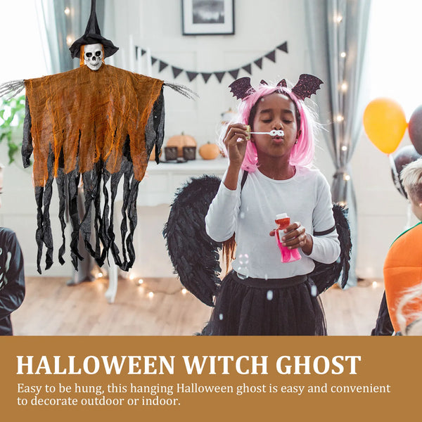 Halloween Hängedeko NightmareWitch | 100 x 80 cm | Skelett-Hexe mit Schleier | Für Haus, Garten & Party