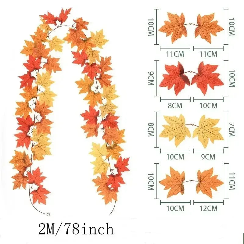 Aurelia Herbstgirlande | Künstlicher Ahornlaub-Kranz | 200 cm | Deko für Haus & Garten