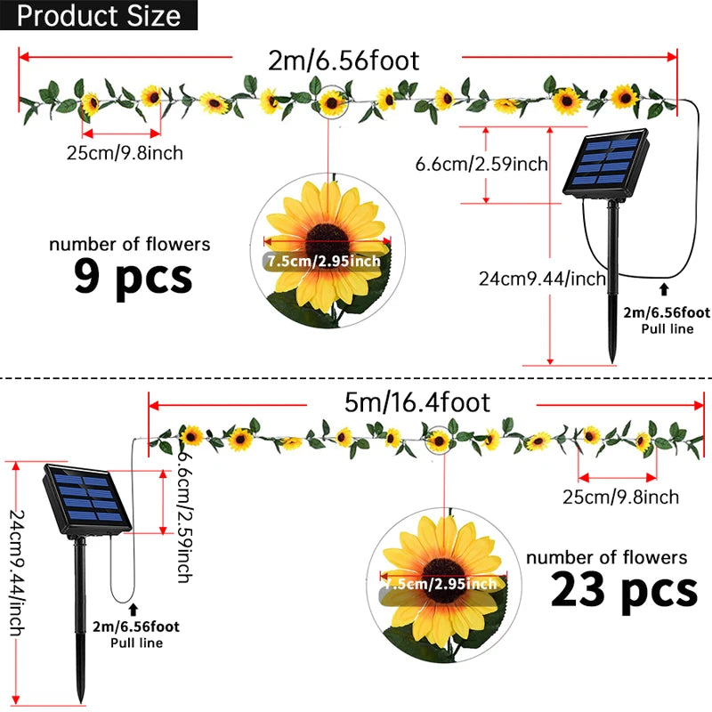 Solar-Lichterkette Floralina | Gänseblümchen-Design | 8 Modi & Solarenergie | Für Garten, Hochzeit & Deko