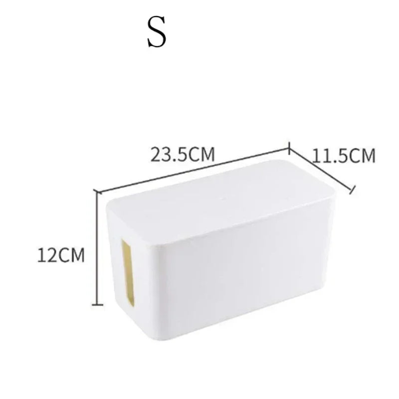 Kabelux Kabelbox mit Deckel | 32×13×12 cm | Steckdosen- & Ladekabel-Organizer | Staubschutz für Netzteile & Router