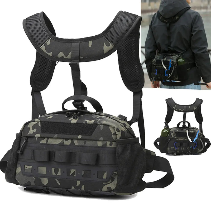 aktische Outdoor-Hüfttasche GearFlex Pro | 30 × 11 × 17 cm | Molle-System, Mehrfachtaschen & Tragekomfort | Für Angeln, Wandern & Camping