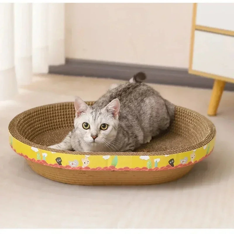 KratziCat | Kratzbett & Spielzeug in Einem | Robustes Wellpappe-Design | 40x28x8cm
