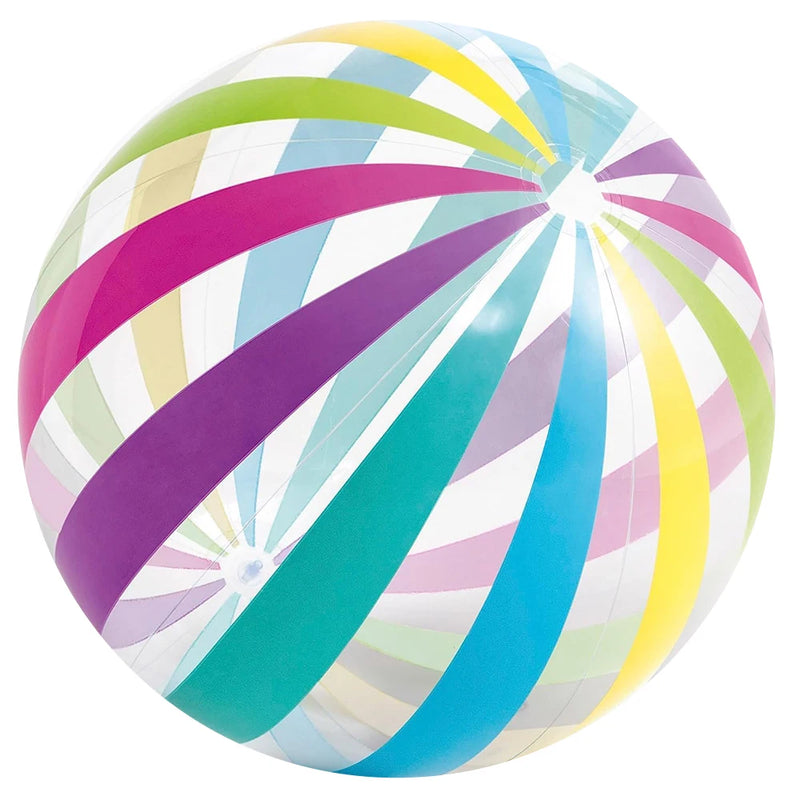 Somviva Aufblasbarer Strandball Transparent | Bunte Streifen | PVC Wasserball für Pool & Party | 27 cm
