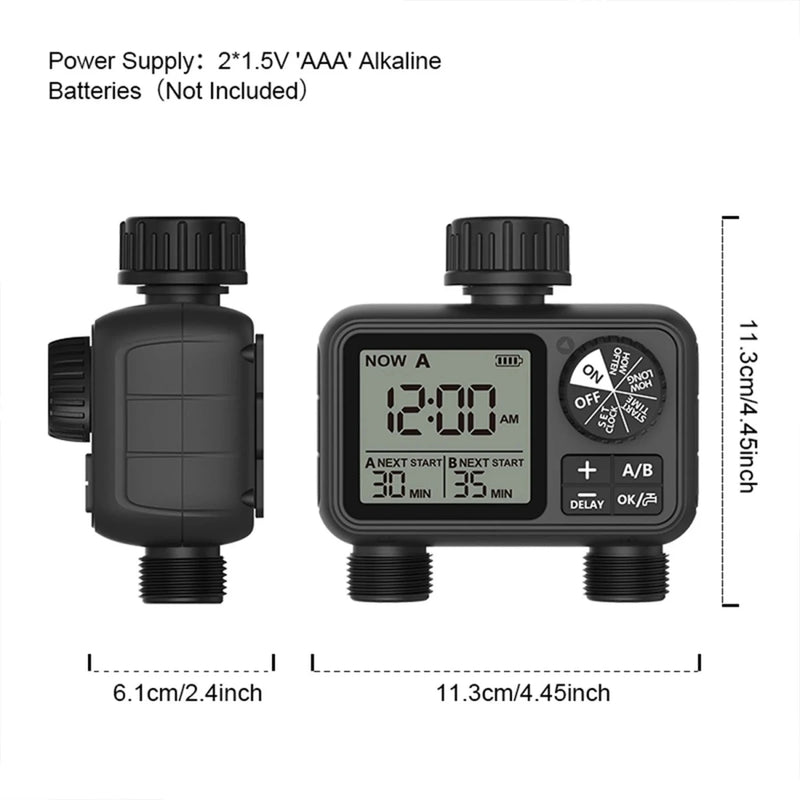Aquavera SmartFlow Digitaler Bewässerungstimer | Automatisch & Wassersparend | Mit Regenpause & LCD-Anzeige | IPX5 Wasserdicht