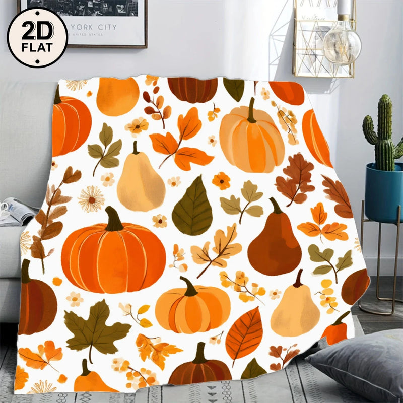 Flanell-Decke HarvestHug | Kürbis- & Blätter-Design | Kuschelig & Warm | Personalisierbar & Geschenkidee