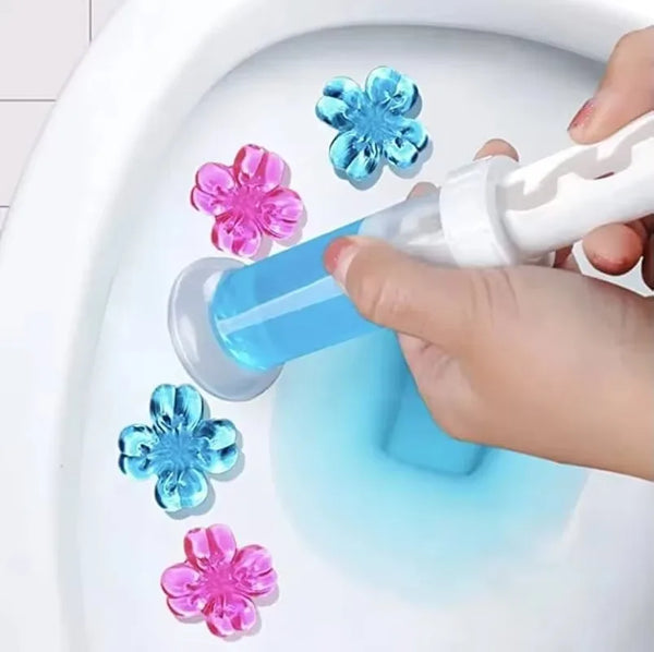 BloomFresh WC-Gelblumen | Duft-Gel für Toilette & Urinal | Reinigend, Antibakteriell & Dekorativ | 12 Blüten pro Stick