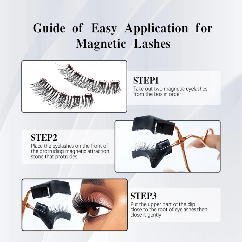 Magnetische Wimpern LashAura Magnetique | 8-teiliges Set ohne Kleber & Eyeliner | Wiederverwendbar | 5 Magnete | Natürlich & Voluminös