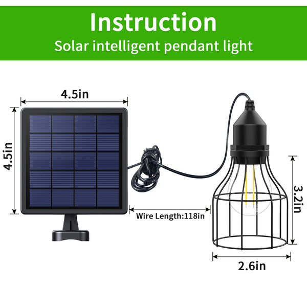 Solar Pendelleuchte SolunaBeam | Wasserdicht & Aufladbar | Für Garten, Schuppen & Camping | 3 Leuchtmodi