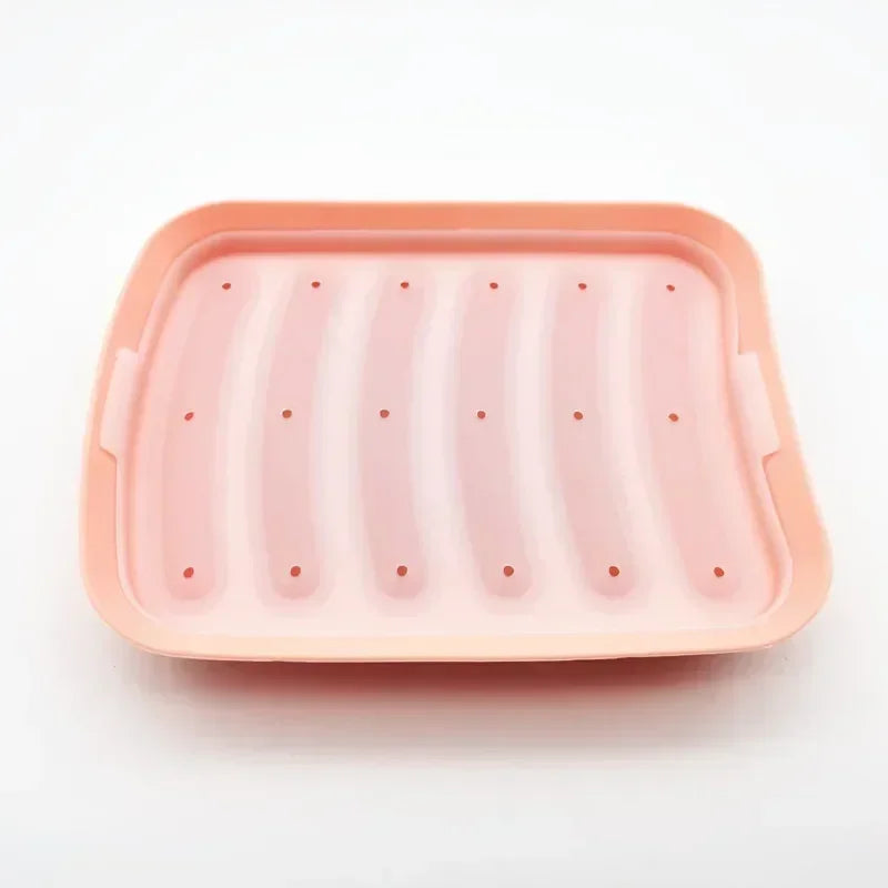 SausiForm | Silikon-Wurstform mit Deckel | Lebensmittelecht & Hitzebeständig | 17,5×13,5×3,5 cm