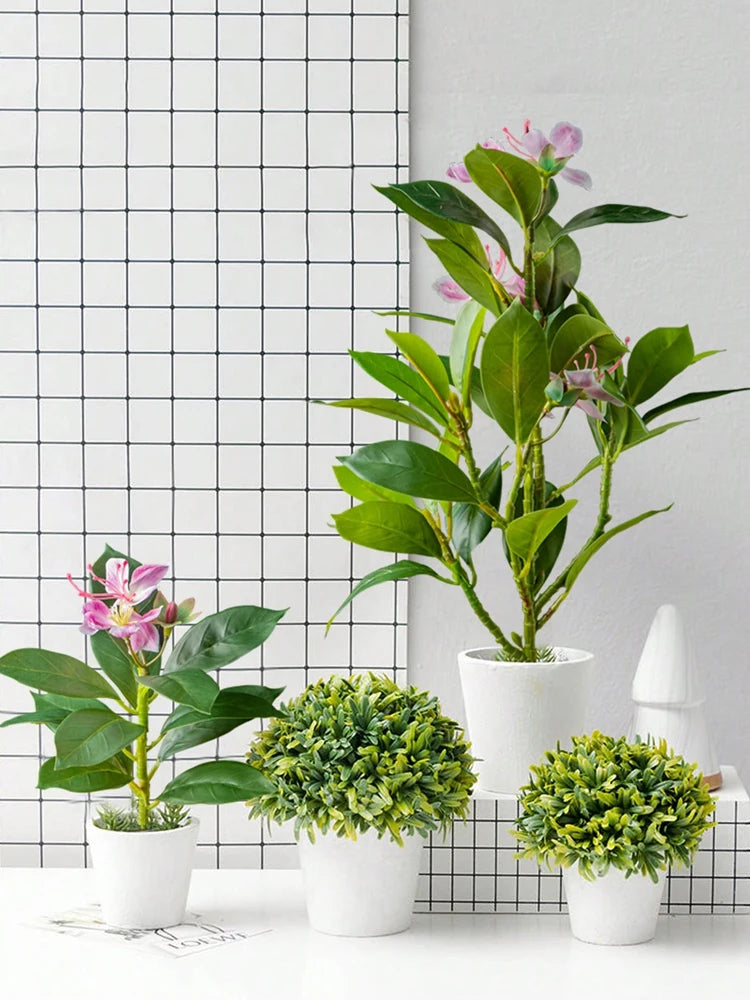 TropiLeaf Azalea Künstlicher Azaleen- & Gummibaumzweig | 21–40 cm | Tropische Blätter & Blüten | Deko für Haus, Büro & Garten
